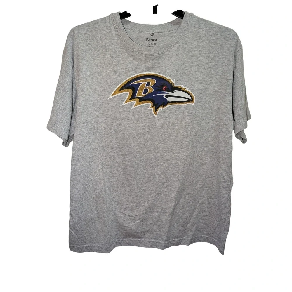 Fanatics Baltimore Ravens NFL Graphic T-Shirt Mens XL Heather Gray‎ Short Sleeve